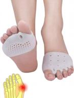 4 pcs metatarsal pads & toe separator - new material, breathable & soft gel for diabetic feet, blisters and forefoot pain (white) logo