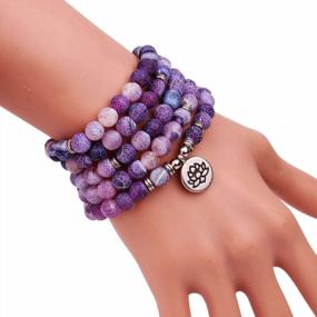 img 3 attached to GVUSMIL 8Mm 108 Mala Beads Wrap Bracelet Necklace For Yoga Charm Bracelet Natural Gemstone Jewelry For Women Men