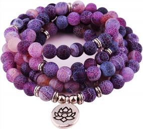 img 4 attached to GVUSMIL 8Mm 108 Mala Beads Wrap Bracelet Necklace For Yoga Charm Bracelet Natural Gemstone Jewelry For Women Men