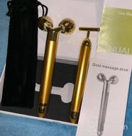 img 1 attached to 24K Golden Facial Massager Kit: 2-In-1 Electric Face & Arm Eye Nose Skin Care Tool review by Black Holstead