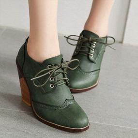 img 1 attached to Womens Brogue High Heels: Stylish Lace-Up Oxford Wingtips For A Fashionable Look