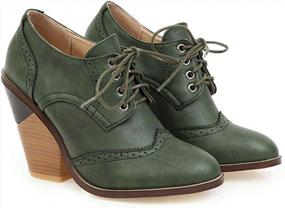 img 3 attached to Womens Brogue High Heels: Stylish Lace-Up Oxford Wingtips For A Fashionable Look