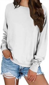 img 4 attached to Women'S Solid Color Sporty Sweatshirt Casual Loose Crew Neck Long Sleeve Pullover KIRUNDO 2023 Fall Ribbed Cuffs Hem Tops