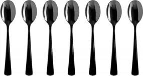 img 4 attached to Heavy Duty Black Disposable Plastic Spoons - 50 Count - Premium Solid Color Cutlery