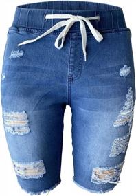 img 4 attached to Women'S Denim Shorts: Aodrusa Elastic Waist Cutoff Above Knee Length Stretch Ripped Jeans