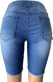 img 2 attached to Women'S Denim Shorts: Aodrusa Elastic Waist Cutoff Above Knee Length Stretch Ripped Jeans