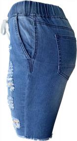 img 3 attached to Women'S Denim Shorts: Aodrusa Elastic Waist Cutoff Above Knee Length Stretch Ripped Jeans