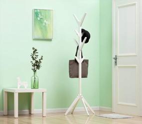 img 3 attached to Stylish Neasyth White Wood Coat Rack For Entryways And Living Spaces