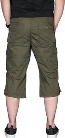 img 2 attached to Men'S Long Cargo Shorts Below Knee Capri Pants With 6 Pockets And Elastic Waistband