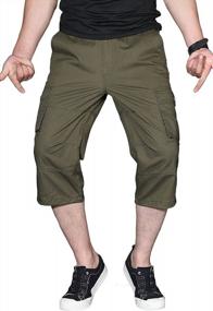 img 3 attached to Men'S Long Cargo Shorts Below Knee Capri Pants With 6 Pockets And Elastic Waistband