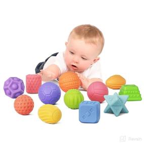 img 4 attached to 🧠 Enhance Your Baby's Development with TUMAMA 12PCS Baby Sensory Toys - Textured Toddler Ball, Squeeze Toys, Teething Toys, and More!