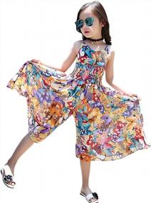 img 3 attached to Girls' Floral Maxi Dress And Summer Jumpsuit By BINPAW - Casual Boho Sleeveless Beach Wear