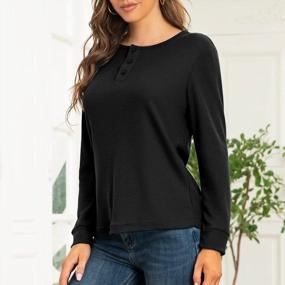 img 2 attached to Cysincos Women’S Waffle Knit Henley Tunic With Versatile Button-Up Design For Effortless Style