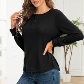 img 1 attached to Cysincos Women’S Waffle Knit Henley Tunic With Versatile Button-Up Design For Effortless Style