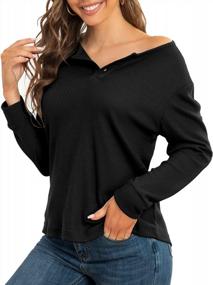 img 4 attached to Cysincos Women’S Waffle Knit Henley Tunic With Versatile Button-Up Design For Effortless Style