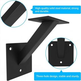 img 3 attached to Heavy Duty Steel Handrail Bracket For Wall-Mounted Staircase Railings With Wood Flat Square Railings Support - AMSOOM Stair Parts And Accessories (Black, 1 Pack)