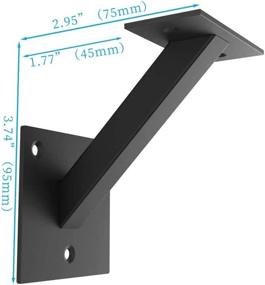 img 1 attached to Heavy Duty Steel Handrail Bracket For Wall-Mounted Staircase Railings With Wood Flat Square Railings Support - AMSOOM Stair Parts And Accessories (Black, 1 Pack)
