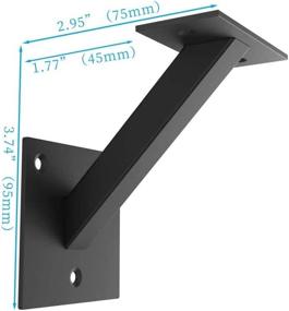 img 1 attached to Сверхмощный стальной кронштейн для перил для настенных перил лестницы с опорой для деревянных плоских квадратных перил - Детали и аксессуары для лестниц AMSOOM (черный, 1 упаковка)