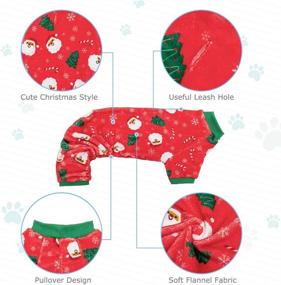 img 1 attached to 🎅 Cozy Santa Claus Snowflake Flannel Dog Pajamas - Soft Pet Clothes Jumpsuit Pjs by PUPTECK