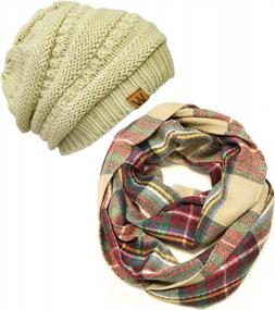 img 4 attached to Bowbear Tartan Winter Infinity Scarf And Beanie Set