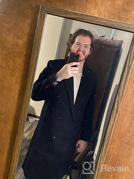img 1 attached to ICKER Men's Winter Wool Blend Trench Coat Jacket Overcoat Long Top Coat Warm Pea Coat review by Michael Norwood