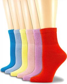 img 4 attached to 6 Pack 9-11 NevEND Diabetic Cotton Womens Ankle Socks: Physicians Approved Non Binding Health Circulatory Support