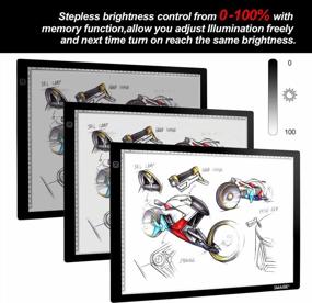 img 1 attached to Ultra-Thin USB Powered Dimmable LED Light Box for Artcraft Tracing, Diamond Painting, Tattoo Pad, Animation Sketching, Designing, Stenciling, X-ray Viewing - IMAGE A3 Light Pad with Brightness Adjustment