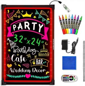 img 4 attached to 32X24 Woodsam LED Message Writing Board - Illuminated Erasable Neon Sign With 8 Fluorescent Chalk Markers For Shop/Cafe/Bar/Menu Decorations