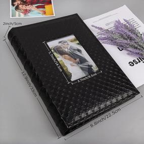 img 3 attached to Черный кожаный фотоальбом на 300 фотографий для горизонтальных фотографий 4X6 - идеально подходит для свадеб и семейных воспоминаний от RECUTMS
