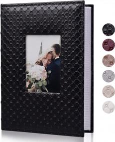 img 4 attached to Черный кожаный фотоальбом на 300 фотографий для горизонтальных фотографий 4X6 - идеально подходит для свадеб и семейных воспоминаний от RECUTMS