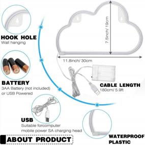 img 3 attached to Синий светодиодный облачный неоновый настенный светильник - освещающий декор для спален, гостиных, баров и вечеринок - питание от батареи или USB