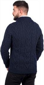 img 2 attached to Ирландский трикотажный свитер для мужчин: 100% мериносовая шерсть, шалевой воротник, застежка на одну пуговицу и удобные карманы