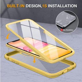 img 3 attached to IPhone 11 6.1 Inch Full-Body Rugged Bumper Case With 9H Tempered Glass Screen Protector [2023 Upgraded] - Miracase Glass Series Compatible For IPhone 11 (Yellow)