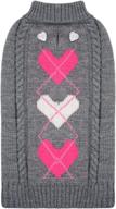 🐶 adorable kyeese valentine's day dog sweaters: stylish turtleneck grey knit pullovers for small dogs with leash hole - perfect cat sweaters too! логотип