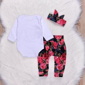 img 2 attached to Adorable Little Sister Outfit: Baby Girl Bodysuit With Floral Pants And Bow Headband