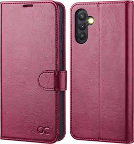 img 4 attached to Galaxy A13 5G Wallet Case, PU Leather Flip Folio Cover With Card Holders RFID Blocking Kickstand Shockproof TPU Inner Shell Phone Case 6.5 Inch For OASE - Burgundy