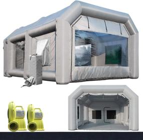 img 4 attached to 20X13X8.5Ft Профессиональная надувная палатка для покраски с устройством тяги воздуха, воздуходувками и системой фильтрации для работы автомобильных запчастей