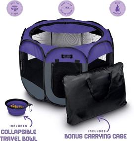 img 3 attached to 🐾 Ruff 'N Ruffus Portable Foldable Pet Playpen: 3 Sizes, Free Carrying Case & Travel Bowl