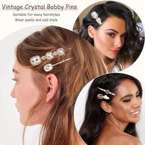 img 1 attached to 10-Piece Vintage Rhinestone Hair Pins Set: Burgundy & White Crystal Bobby Pins For Women'S Headwear Accessories