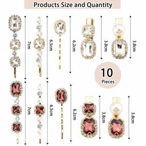 img 3 attached to 10-Piece Vintage Rhinestone Hair Pins Set: Burgundy & White Crystal Bobby Pins For Women'S Headwear Accessories