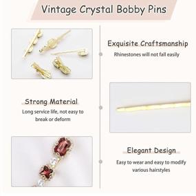 img 2 attached to 10-Piece Vintage Rhinestone Hair Pins Set: Burgundy & White Crystal Bobby Pins For Women'S Headwear Accessories