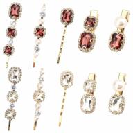 10-piece vintage rhinestone hair pins set: burgundy & white crystal bobby pins for women's headwear accessories logo
