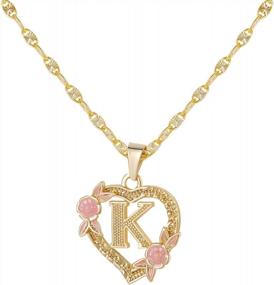 img 4 attached to Потрясающее ожерелье с золотой подвеской Qitian Heart с инициалами алфавита для женщин - идеальный подарок для девочек