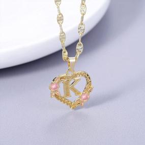 img 3 attached to Потрясающее ожерелье с золотой подвеской Qitian Heart с инициалами алфавита для женщин - идеальный подарок для девочек