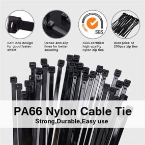 img 1 attached to 🔗 200 Pack Heavy Duty Black Zip Ties - 11.8 Inch Cable Ties with 120LB Tensile Strength - UV Resistant Nylon Zipties