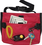 🐶 downtown pet supply premium deluxe dog pet training treat bait bag pouch, red, with free clicker: enhance training efficiency logo