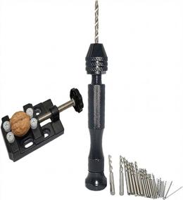 img 3 attached to Universal Mini Clamp Table Bench Vice + 20 Pcs Twist Drill Bits For Carving, Bed Nuclear & Precision Pin Vise Model Hand Drill