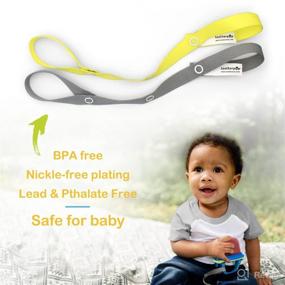 img 1 attached to 🍼 Teetherpop Snap-n-Secure Straps for Teethers – Baby Teething Toy & Pacifier Clip (Yellow/Gray)