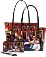 magazine collage michelle printed matching women's handbags & wallets ~ totes logo