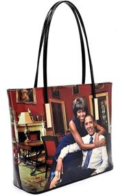 img 3 attached to Magazine Collage Michelle Printed Matching Women's Handbags & Wallets ~ Totes